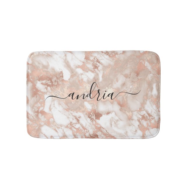 Tapete De Banheiro Mármore 6 branco e Rosa Dourado, nome de script pr (frente)