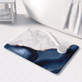 Tapete De Banheiro Mármore Branco Ágata Azul Marinho Rosa Dourado Bri