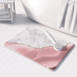 Tapete De Banheiro Mármore Branco Ágata Rosa Bege Dourada
