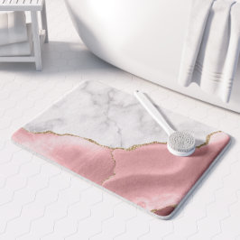 Tapete De Banheiro Mármore Branco Ágata Rosa Bege Dourada