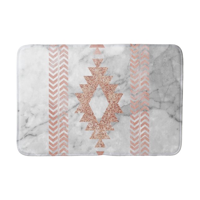 Tapete De Banheiro mármore branco aztec, rosa, geométrico mínimo (Frente)