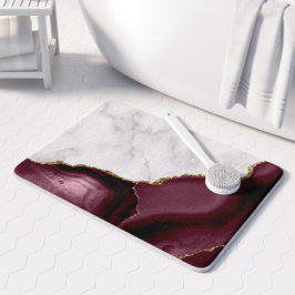 Tapete De Banheiro Mármore Branco com Ágata Burgundy Dourada Médio