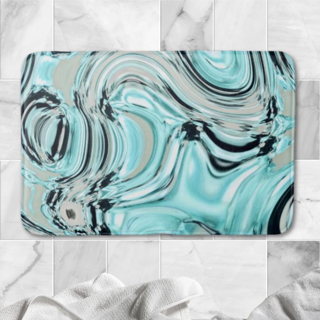 Tapete De Banheiro mármore chic espirra mint oceano mar aqua ondas az (chic marble swirls mint ocean sea aqua blue waves bath mat)
