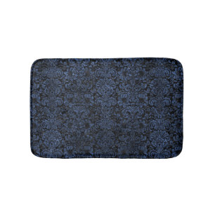 TAPETE DE BANHEIRO MÁRMORE DAMASK2 PRETO & PEDRA AZUL