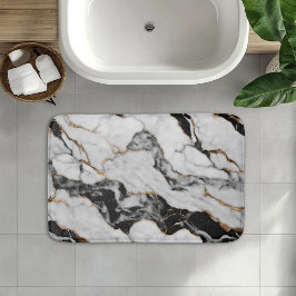 Tapete De Banheiro Mármore Dourado Preto e Branco na Moda