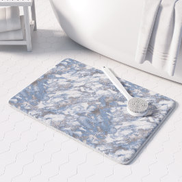 Tapete De Banheiro Mármore Elegante Branco Azul Poeira Prata Falso Fo