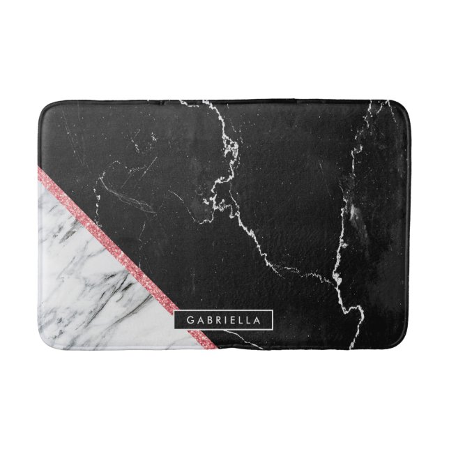 Tapete De Banheiro Mármore Preto e Branco (Frente)