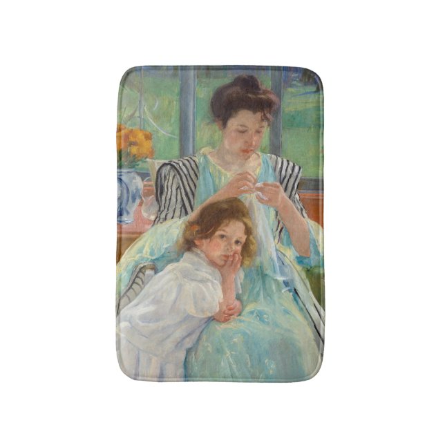 Tapete De Banheiro Mary Cassatt - Jovem Mãe costurando (Frente Vertical)