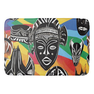 Tapete De Banheiro Máscaras Africanas Coloridas - Matador Tribal Bath