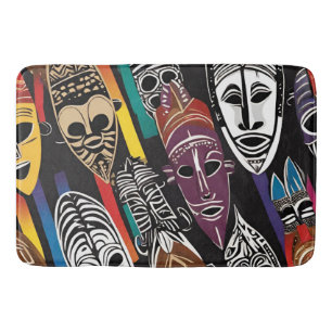 Tapete De Banheiro Máscaras Tribais Africanas Coloridas Bath Mat