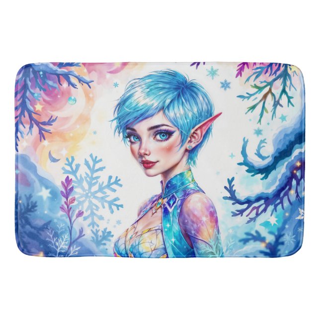 Tapete De Banheiro Mata de gelo mágico e gelo da neve, conto de fadas (Frente)