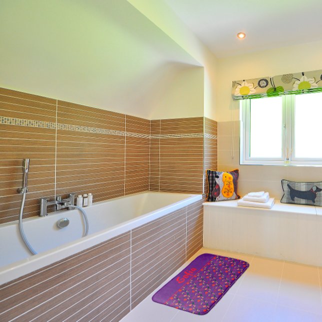 Tapete De Banheiro Matadouro de flores silvestres de papoila-púrpura (Criador carregado)