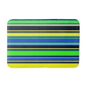Tapete De Banheiro Matriz azul, Limão e Banho-de-Banho Amarelo