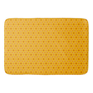 Tapete De Banheiro Matriz de Bandeja de Energia do Flor Amarelo Retro