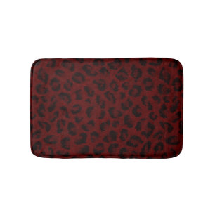 Tapete De Banheiro Matriz de Banho de Leopardo Vermelho