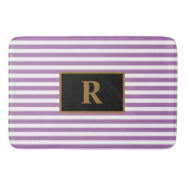 Tapete De Banheiro Matriz de Banho Púrpura/Branco Inicial Personaliza
