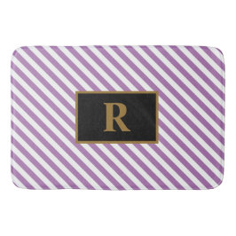 Tapete De Banheiro Matriz de Banho Púrpura/Branco Inicial Personaliza