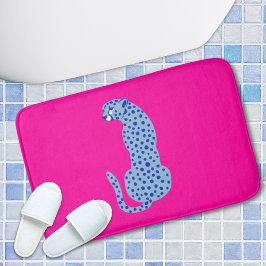 Tapete De Banheiro Matriz Exótica de Banho Rosa e Azul Moderna da Sel