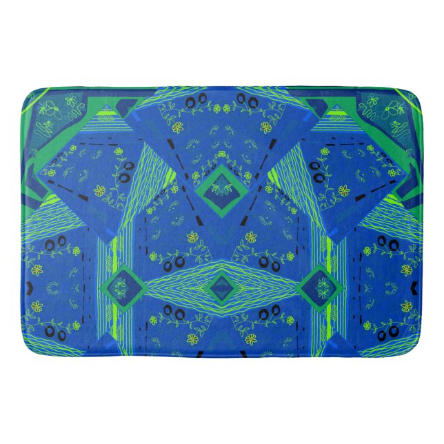 Tapete De Banheiro Mazipoodles Origami Chintz Blue Green (Frente)