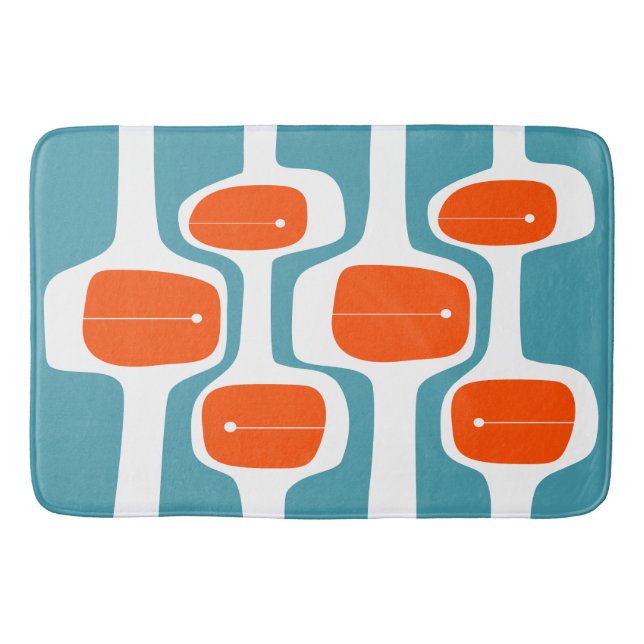 Tapete De Banheiro MCM Bath Mat - Laranja e Teal (Frente)