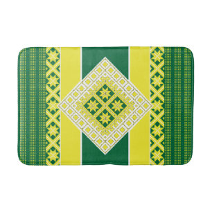 Tapete De Banheiro Medalhão geométrico verde-amarelo-fole letão