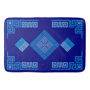 Tapete De Banheiro Medidor Grego - Chave Grego - Sombras do azul