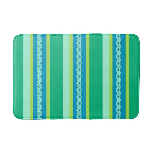 Tapete De Banheiro Médio Century Awning Stripes, Jade Green (Frente)