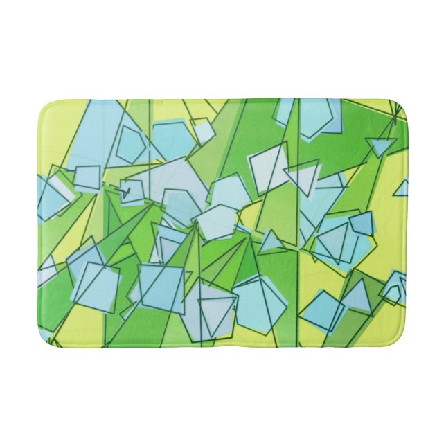 Tapete De Banheiro Médio, Verde limão e amarelo do século Abstrato (Frente)