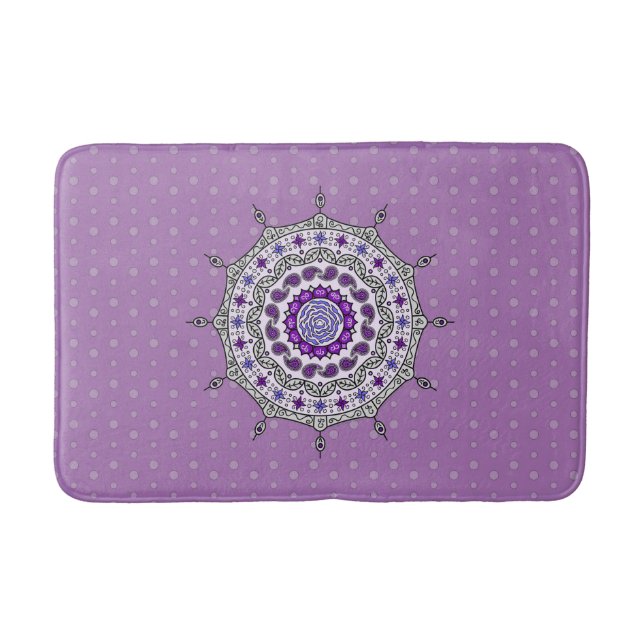 Tapete De Banheiro Mehndi Fantasy Silver Bath Mat (Frente)