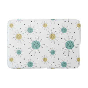 Tapete De Banheiro Meio século de Starburst Franciscan Amarelo Azul