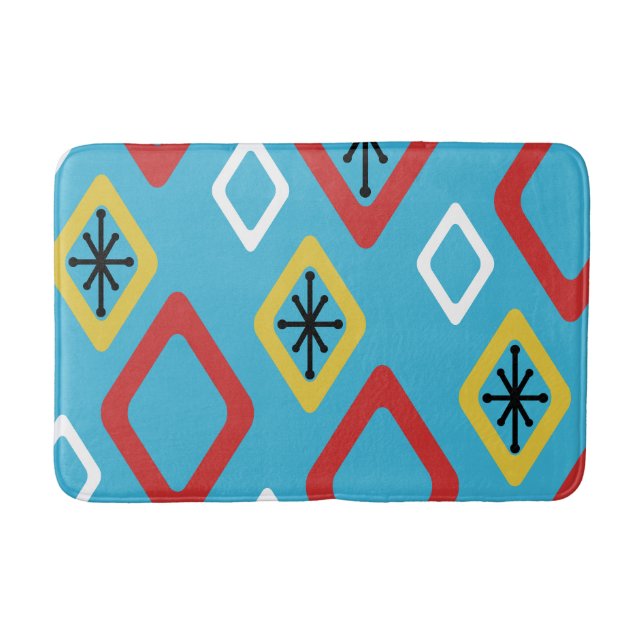 Tapete De Banheiro Meio século Diamantes Azul Amarelo (Frente)