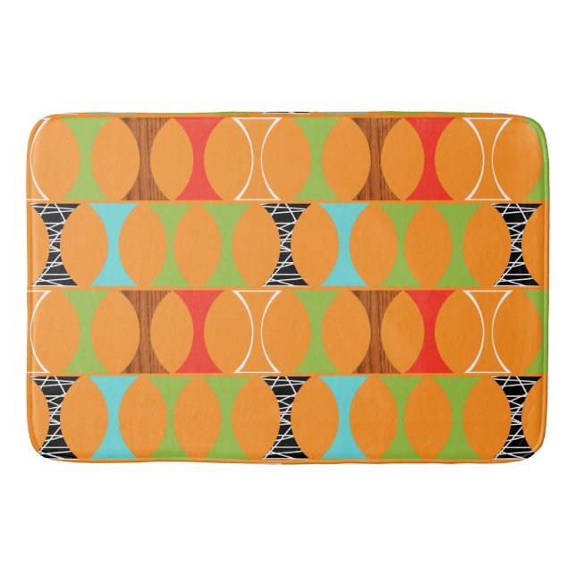 Tapete De Banheiro Meio século Modern Orange Pattern Bath Mat (Frente)