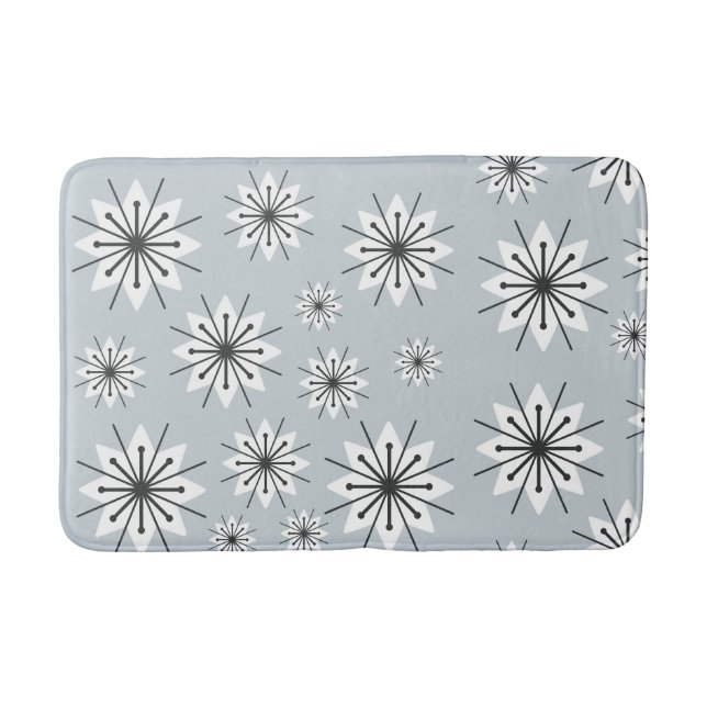 Tapete De Banheiro Meio século Moderno Flocos de Neve Prata (Frente)