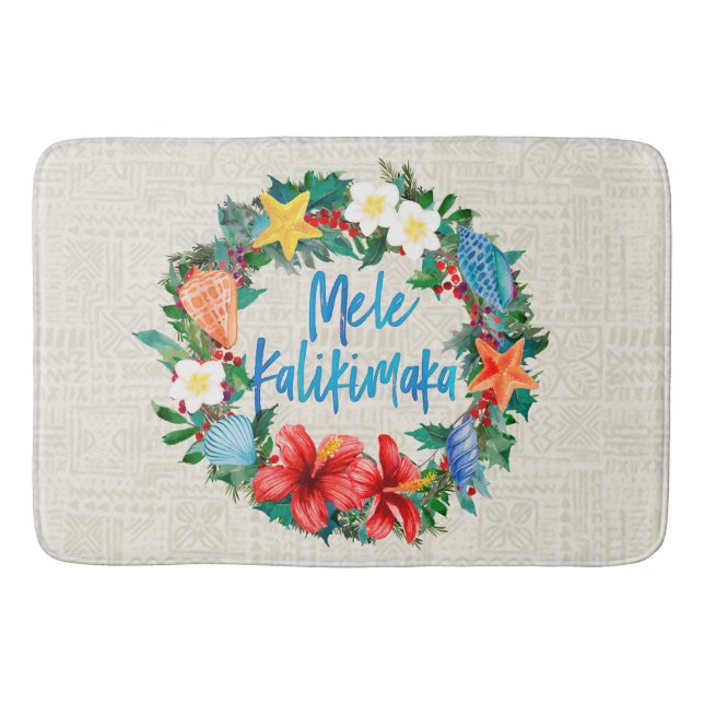 Tapete De Banheiro Mele Kalikimaka Hawaiian Christmas Wreath (Frente)