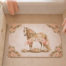 Menina Cavalo Floral Pêssego Personalizado Shabby