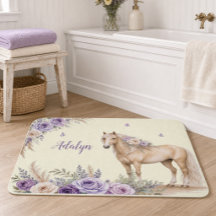 Menina Rosa Amarela Monograma Cavalo Roxo
