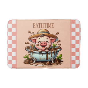 Tapete De Banheiro Meninos bonitos, porcos da casa de banho, adiciona