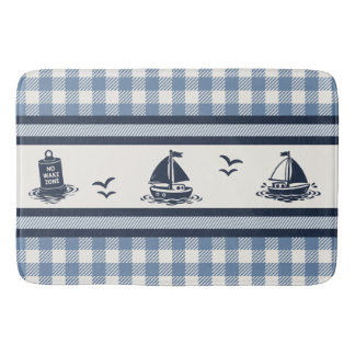 Tapete De Banheiro Meninos Elegantes Barco à Vela & Xadrez - Fumaça A