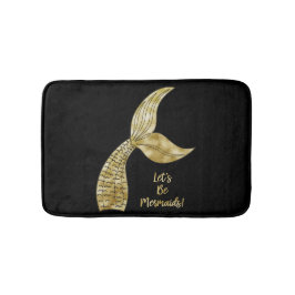 Tapete De Banheiro Mereia dourada preta