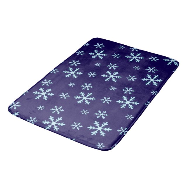 Tapete De Banheiro Merry Christmas Blue Snowflake Holiday Winter (Angulado)