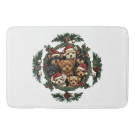 Tapete De Banheiro Merry Christmas Yorkshire Terrier Dogs