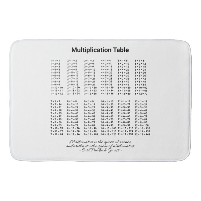 Tapete De Banheiro Mesa de Multiplicação (Frente)