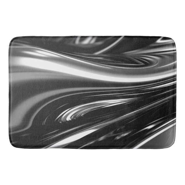 Tapete De Banheiro Metal Prata Fluindo (Frente)
