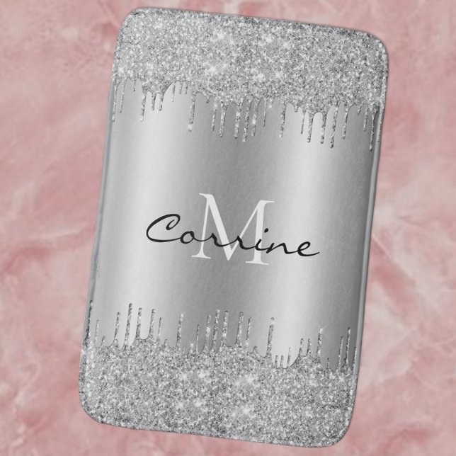 Tapete De Banheiro Metálico Monograma Anticorpo de Prata (Criador carregado)