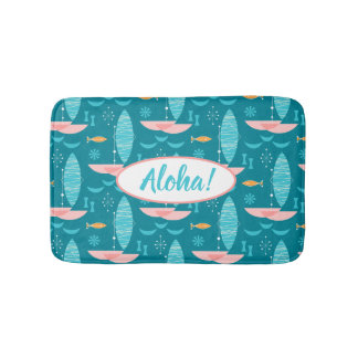 Tapete De Banheiro Mid Century Pink Catamaran - Blue Background