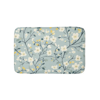 Tapete De Banheiro Minimalista Floral Azul Pastel Suave