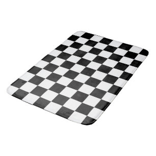 Tapete De Banheiro Minimalista Xadrez Retro – Streetwear Monocromátic