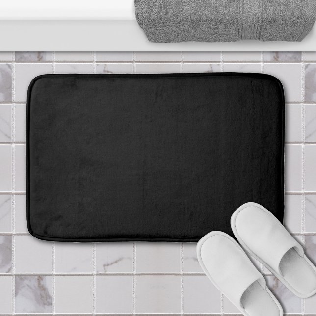 Tapete De Banheiro Mínimo Simples de Cor Sólida Preta Jet (jet black bathmat)