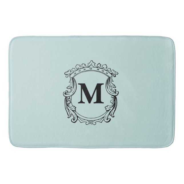 Tapete De Banheiro Mint Green Custom Monogram Crest (Frente)