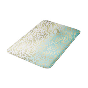 Tapete De Banheiro Mint Watercolor Ombre Glam Dourado Leopardo